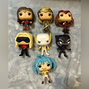 7 Funko Pop Lot Wonder Woman Flash Savant Scarlet Witch Hippolyta Runo Panther